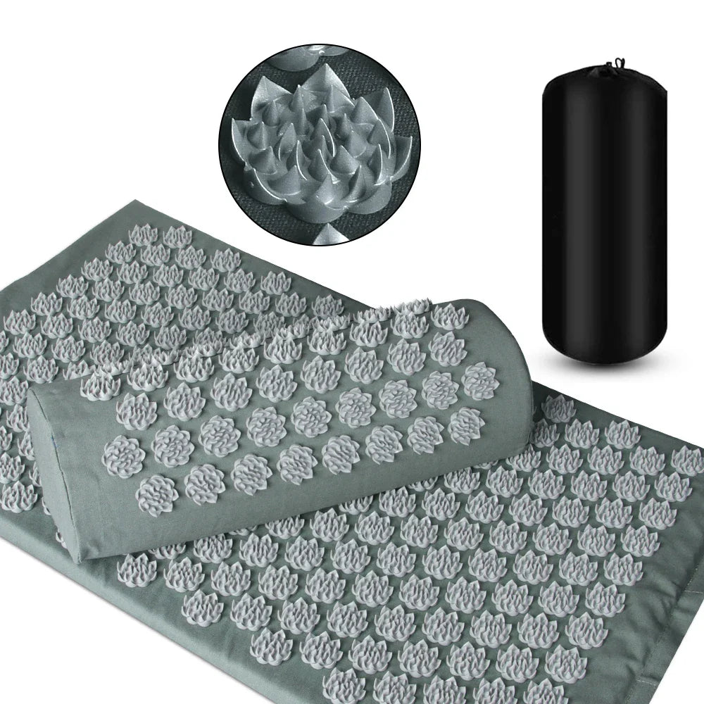 Shiatsu Acupressure Mat & Neck Pillow - Spike Massage Pad for Back, Neck & Feet | Yoga Pilates Relaxation
