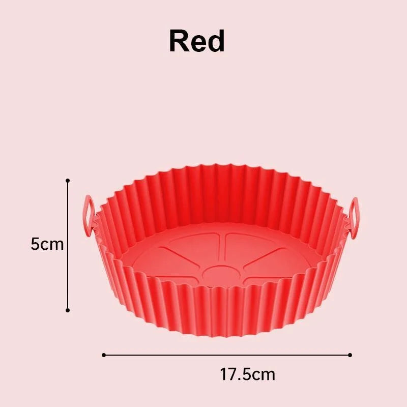 8-Inch Reusable Silicone Air Fryer Liner - Non-Stick Food-Safe Basket Insert
