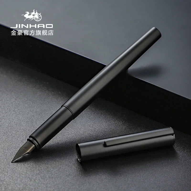 Luxury All-Steel Fountain Pen - Titanium EF/F Nib, 5.5 in (14 cm) Compact Calligraphy & Office Pen