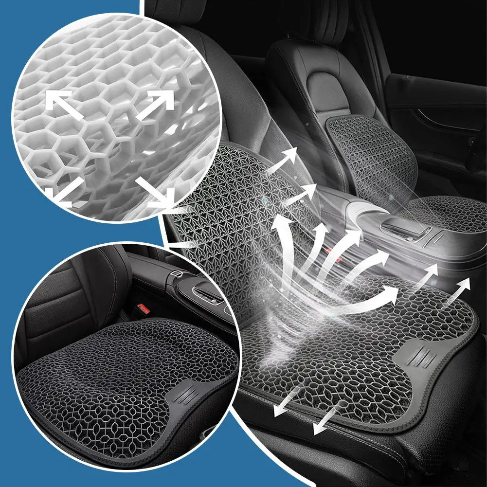 Gel Honeycomb Seat Cushion for Car & Office — Breathable Ergonomic Gel Pad, Machine Washable, 48×43×3 cm (19×17×1.2 in)