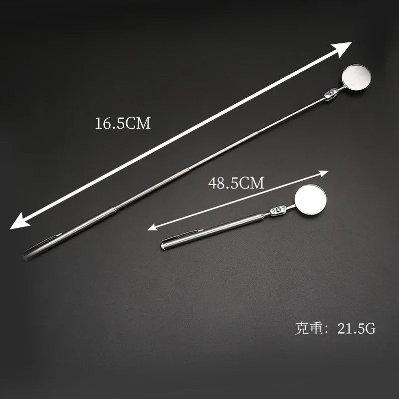 360° Telescoping Inspection Mirror with LED Light & Magnetic Head — Extendable 9.4–28.7 in (24–73 cm) for Car Repair