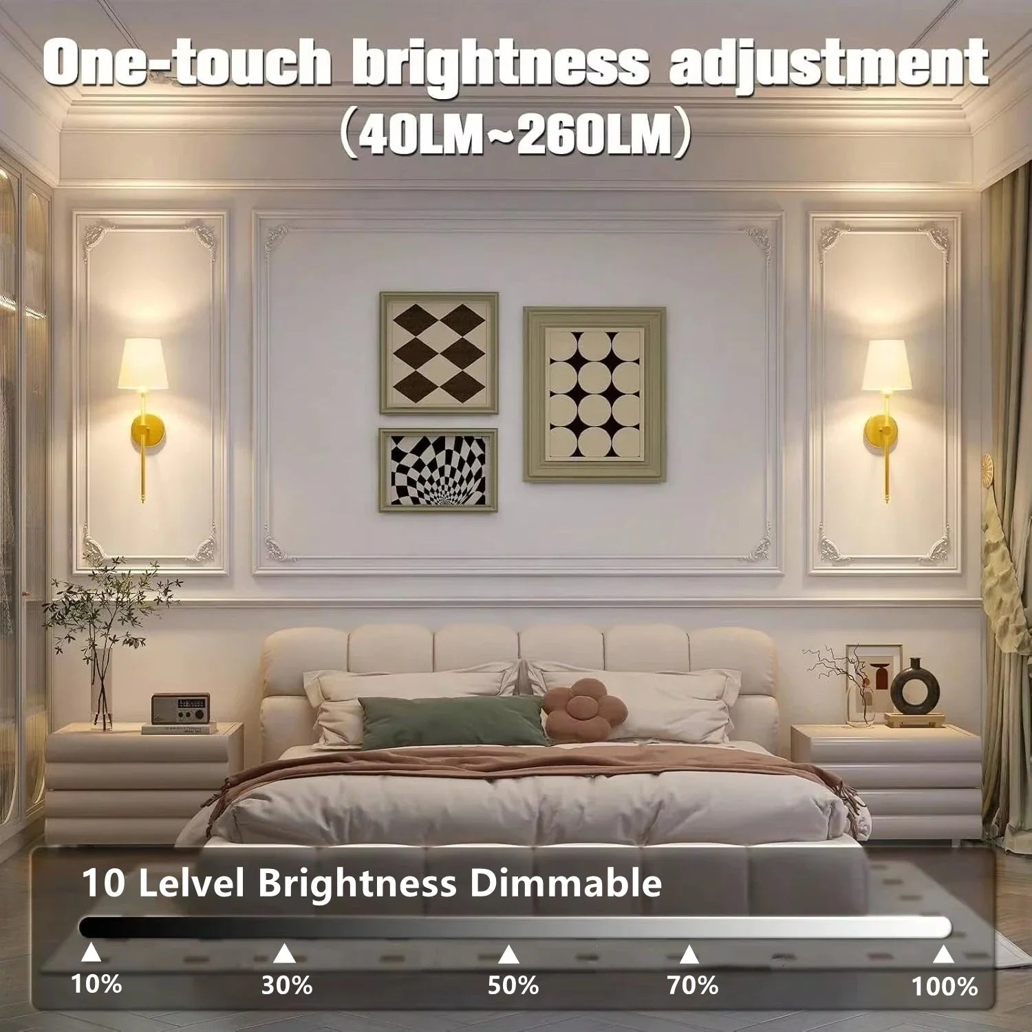Rechargeable Wireless Wall Lamp with Detachable E27 Bulb — Dimmable LED Remote Control, 10 Color Modes