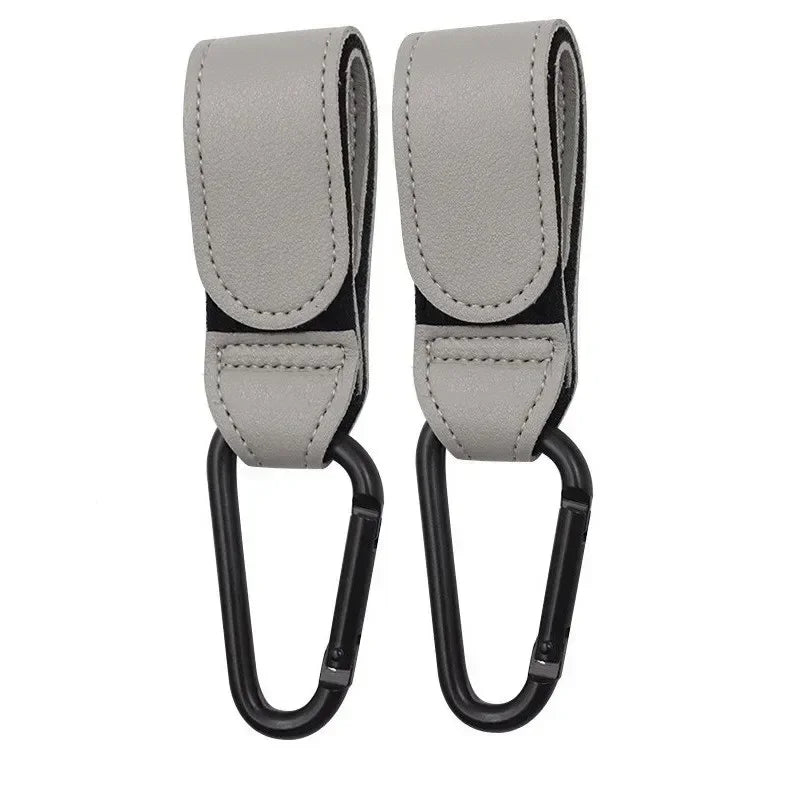 PU Leather 360° Rotating Stroller Hook - Baby Bag Pram Organizer (1 or 2-Pack)