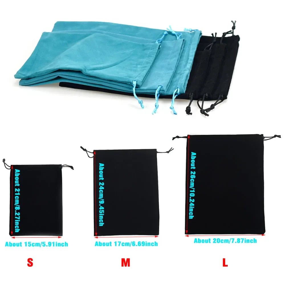 Portable Drawstring Fishing Reel Pouch – Flannel Reel Bag for Tackle, Protective Storage (S/M/L)