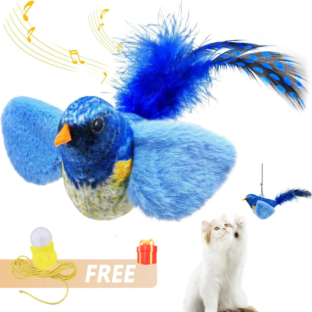 Interactive Bird Cat Toy with Chirping Sound & Catnip – Hanging Plush Teaser for Indoor Cats