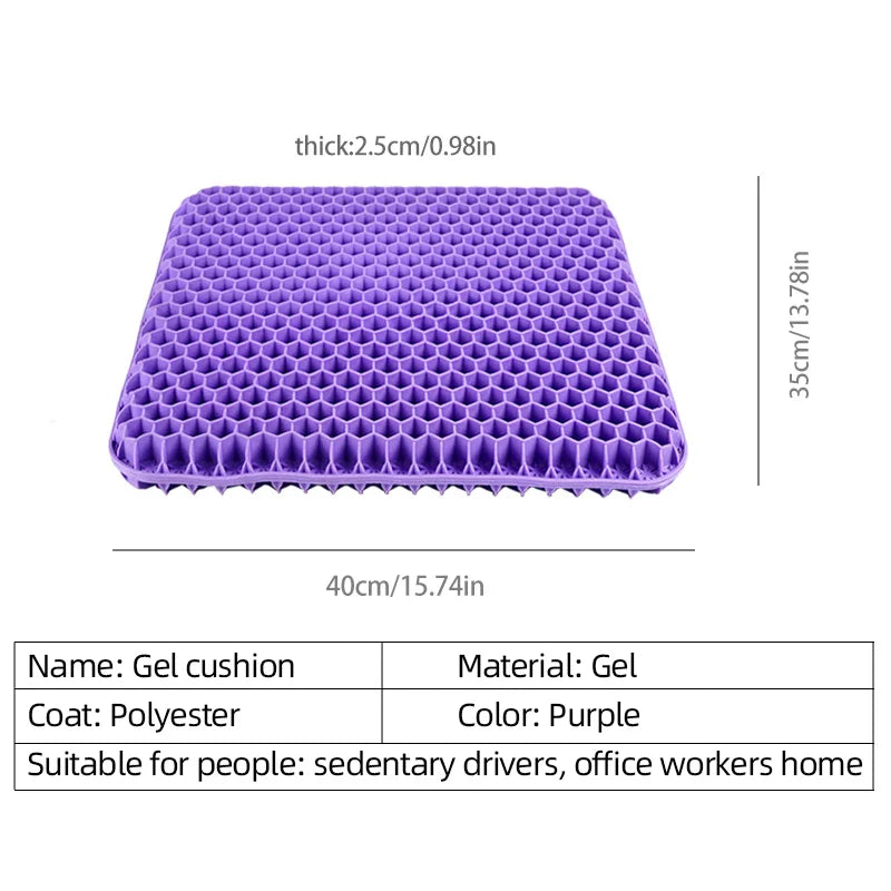 Gel Seat Cushion Honeycomb Breathable Cooling Coccyx Pillow for Tailbone Pain Relief for Office, Car & Wheelchair