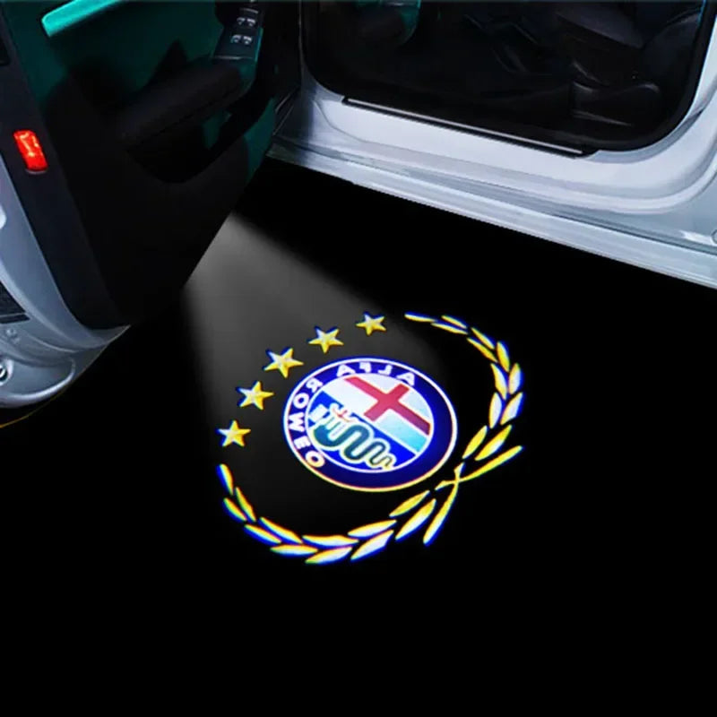 2-Pack LED Car Door Logo Projector Lights Fits Giulia Giulietta Mito Stelvio Brera 147 156 159