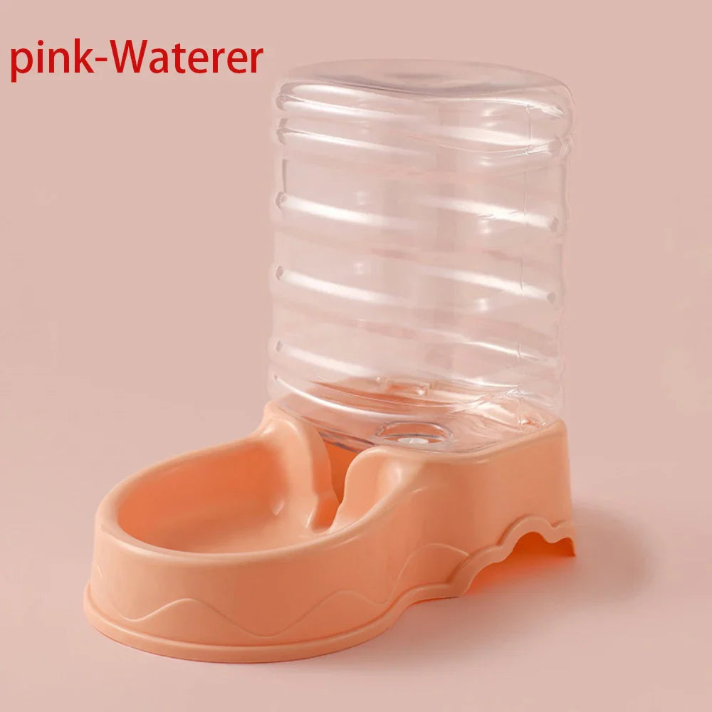 Gravity Pet Feeder and Water Dispenser for Cats and Small Dogs – Transparent PP Hopper, Pink, Blue, Gray