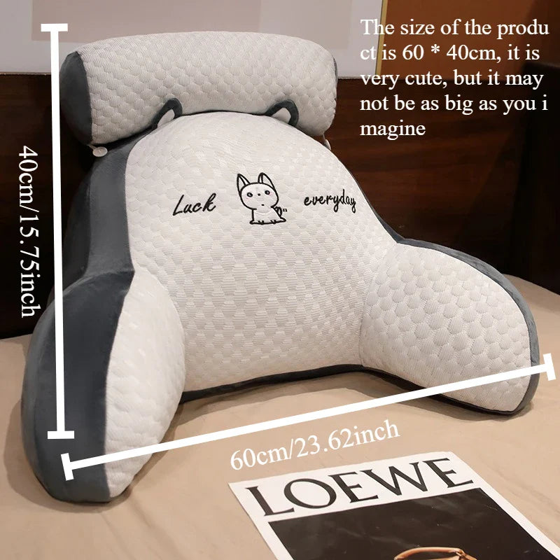 Adjustable Reading Pillow Back Support Cushion – Quilted Ergonomic U-Shape Pillow for Bed, Sofa & Floor, 24 x 16 in (60 x 40 cm), Gray