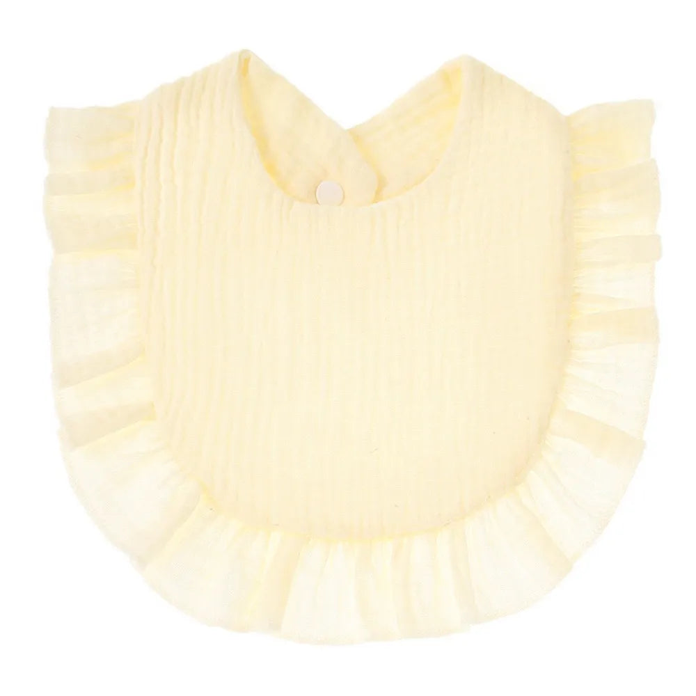 Ruffle Edge Cotton Gauze Baby Bib & Burp Cloth - Lace Saliva Bib for Infants 1-3 Years
