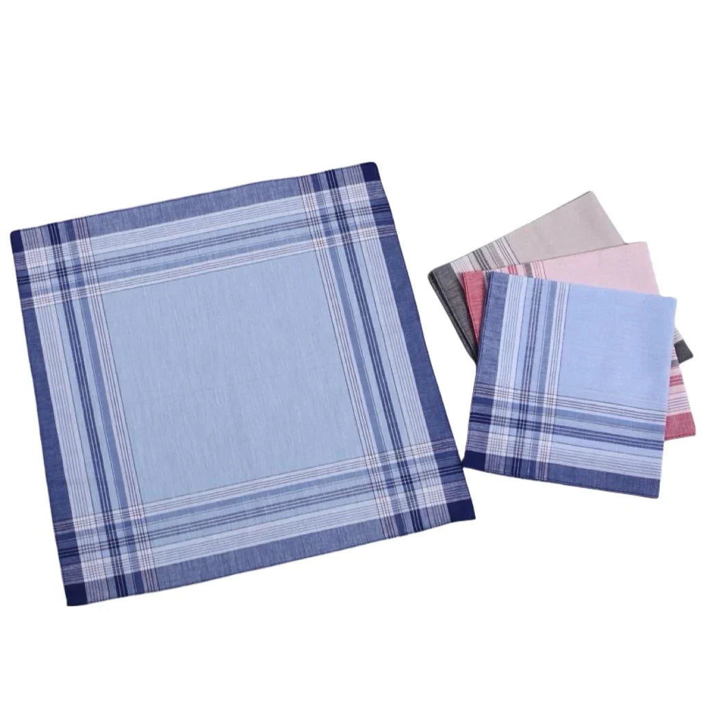 6-Pack Pure Cotton Plaid Handkerchiefs 15.7 x 15.7 in (40 x 40 cm) Absorbent Unisex Sweat-Wiping Cloths for Wedding Favors, Table Mats & Outdoor Use