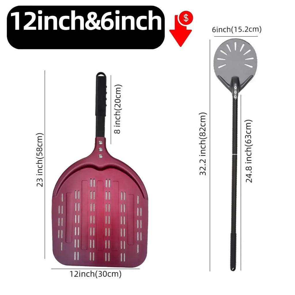 Hard-Anodized Aluminum Pizza Peel 6, 12, 13 and 14 Inch (15, 30, 33, 35.5 cm) Bread Paddle Oven Spatula