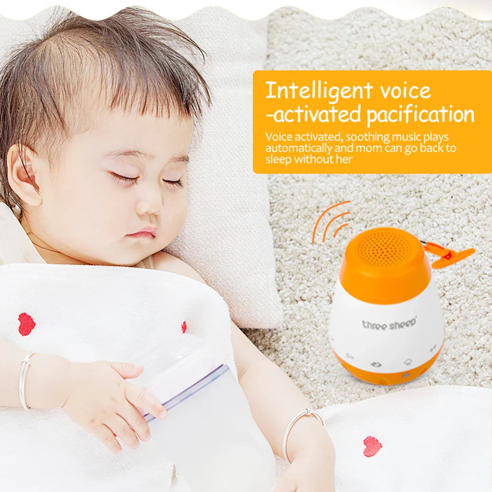 Baby White Noise Machine Voice-Activated Sleep Soother for Infants — 6 Soothing Sounds, Rechargeable & Portable