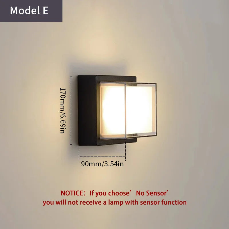 LED Outdoor Wall Light with Radar Motion Sensor - Waterproof Modern Porch & Garden Lamp AC85-265V