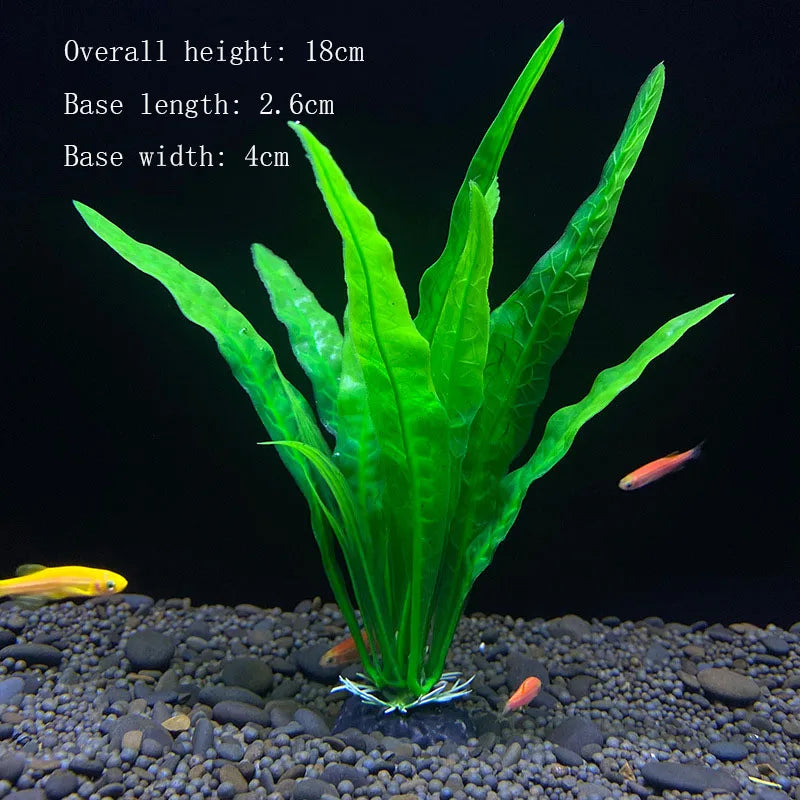 Artificial Aquarium Plants – Plastic Underwater Green Shrubs with Resin Base, Fish Tank Decoration