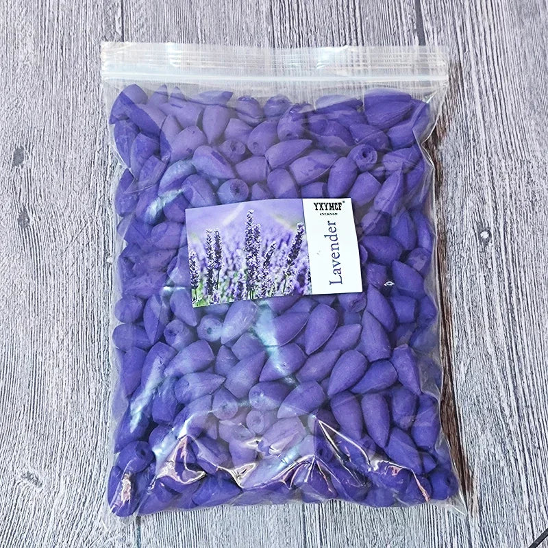 100g (About 60 pcs) Backflow Incense Cones – Sandalwood & Lavender Aromatherapy for Waterfall Incense Burner