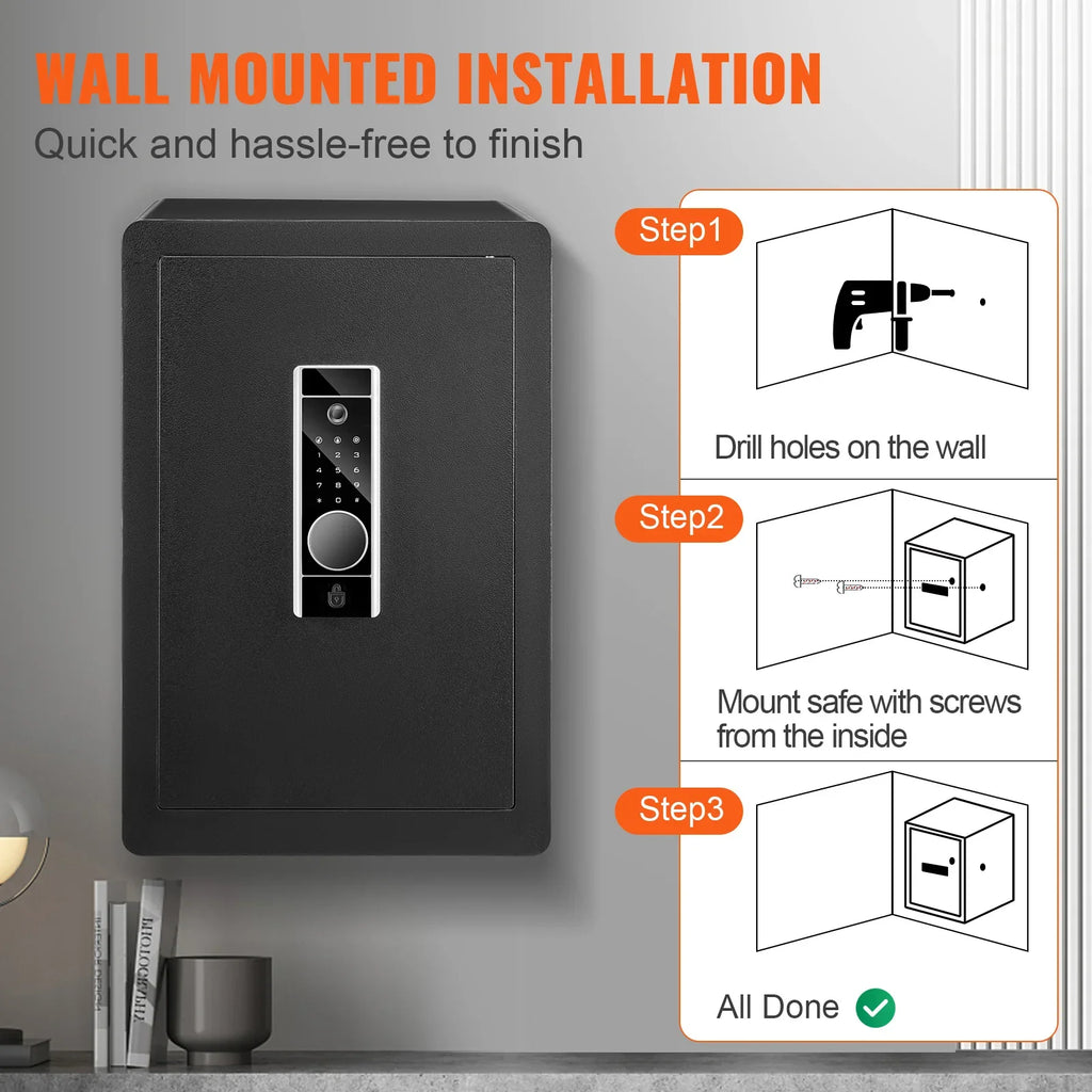 Biometric (Fingerprint) & Digital Safe 2.2 / 1.8 cu ft (62 L / 51 L) Home Security Cabinet with Fireproof Bag