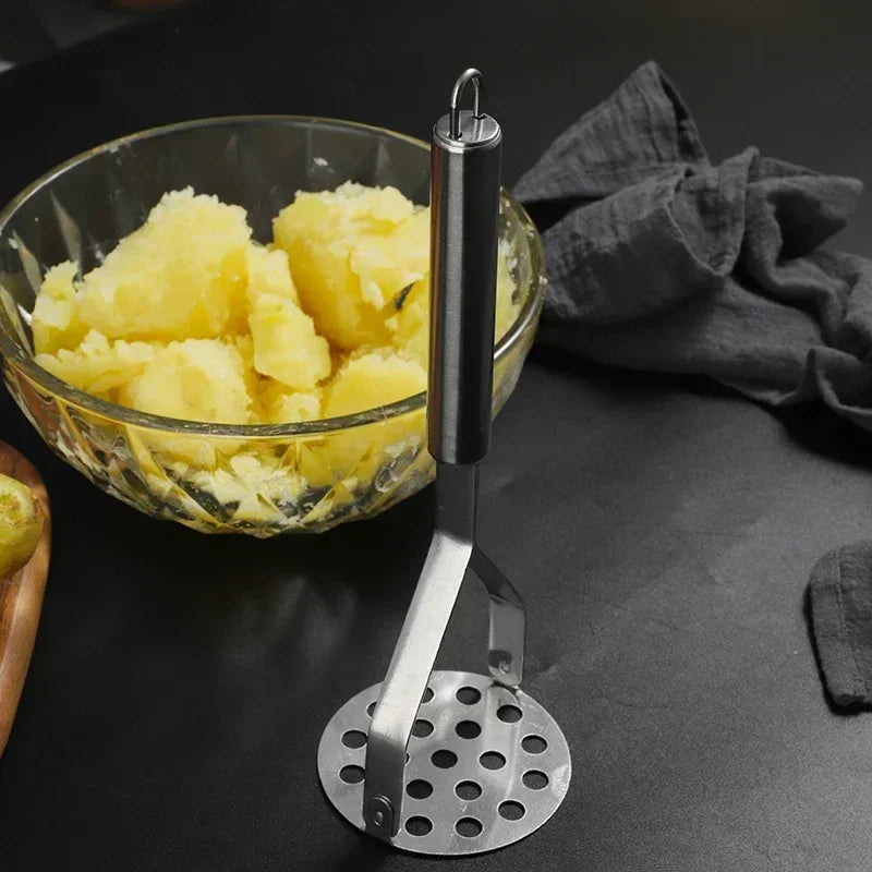 Handheld Stainless Steel Potato Masher & Vegetable Ricer - Durable Kitchen Food Crusher
