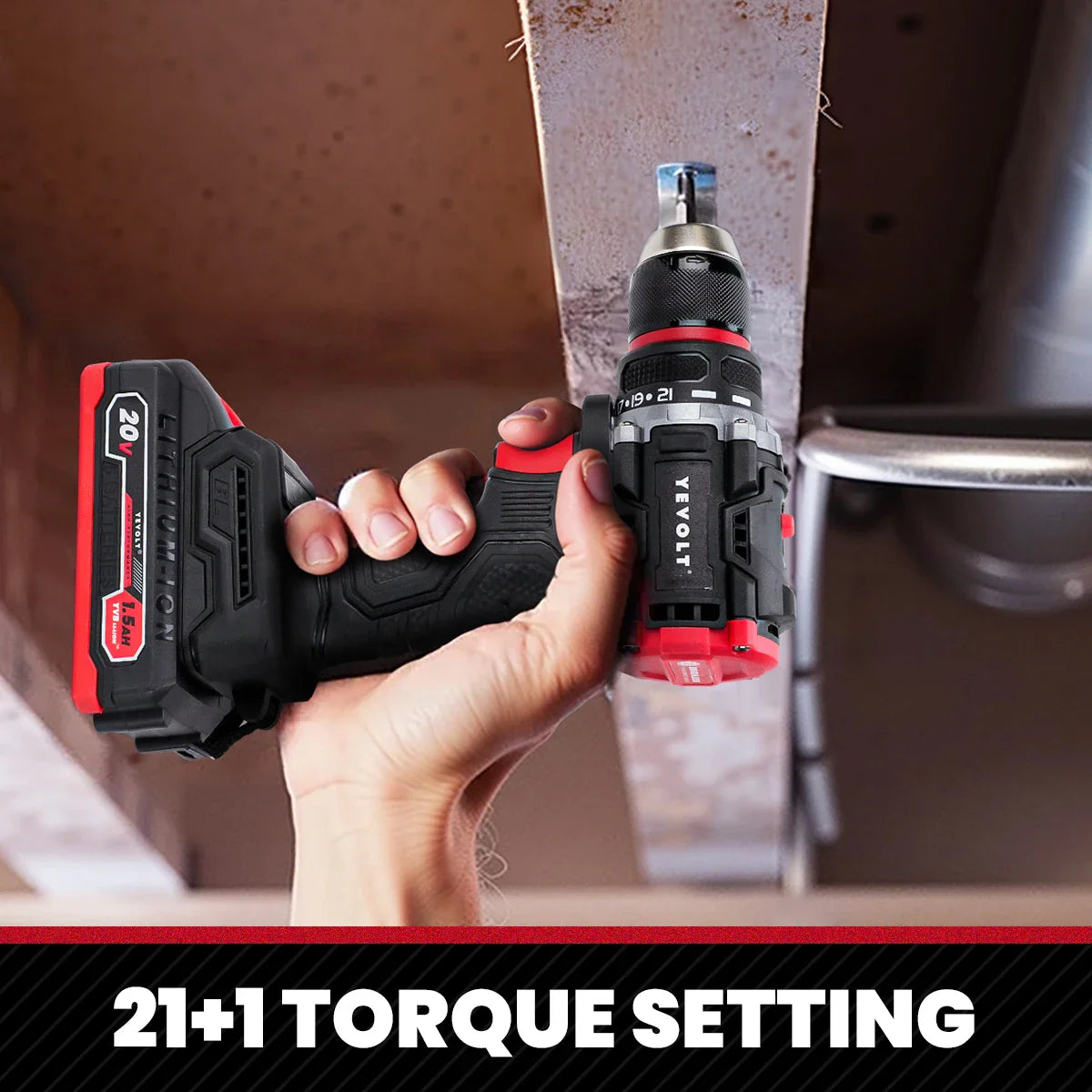 20V Brushless Cordless Drill Driver, Compact 21+1 Torque Keyless 3/8\" (0.8–10mm) Handheld Screwdriver with LED