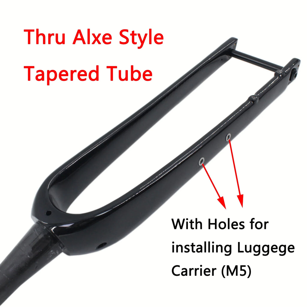 700C UD T800 Full Carbon Road & Gravel Bike Fork — Disc Brake, Luggage Carrier Mount, 45mm Offset