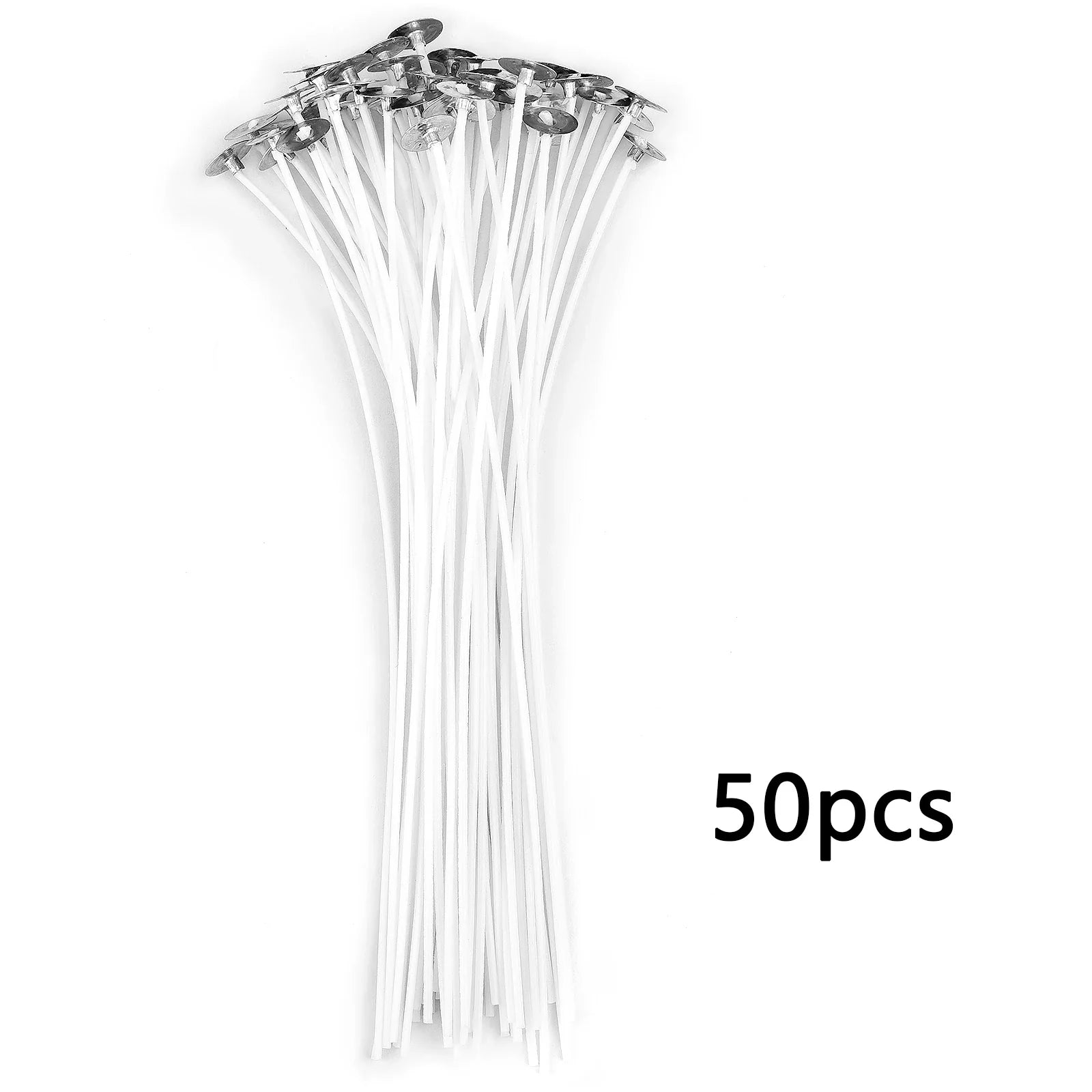 Pre-Waxed Pure Cotton Candle Wicks — 50/100 Pack, Smokeless DIY Candle Wicks, Multiple Lengths 2.6–20 cm (1.0–7.9 in)