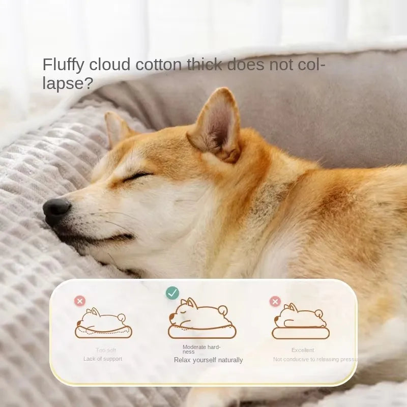 Plush Non-Slip Pet Bed - Winter Warm Removable Washable Dog & Cat Kennel Cushion