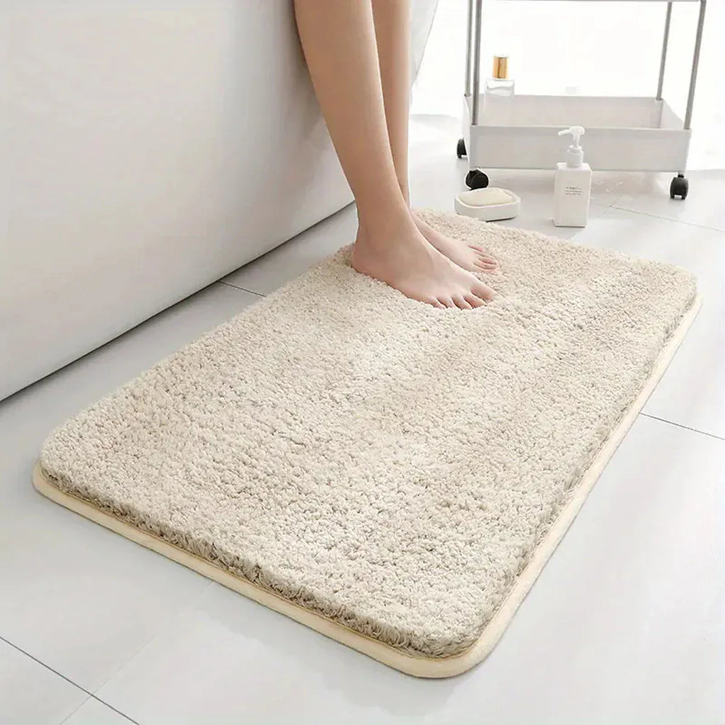 Water-Absorbent Anti-Slip Thickened Long-Pile Bathroom Mat Machine Washable Bath Rug
