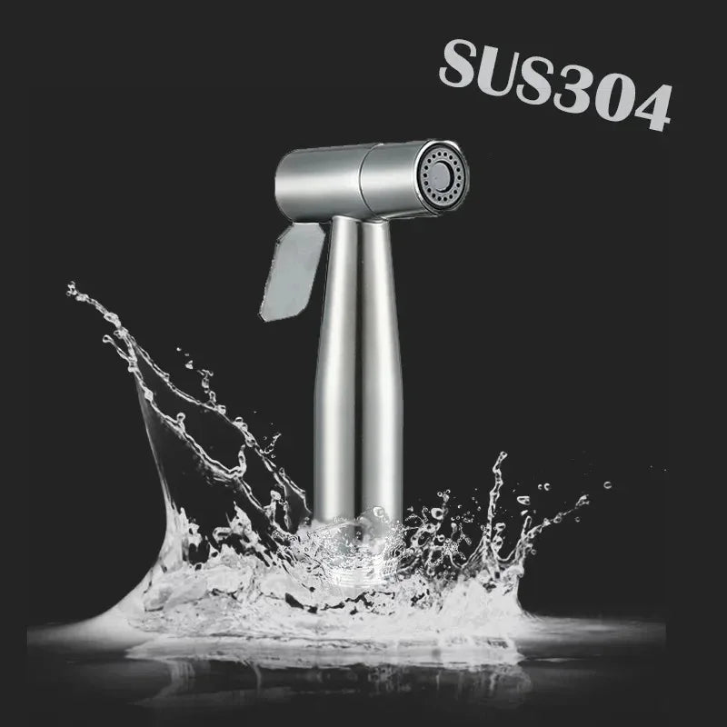 Stainless Steel Portable Toilet Spray Gun - Handheld Bidet Sprayer for Bathroom & Outdoor Cleaning