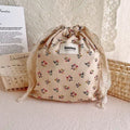 Printed Floral Diaper Bag – Cotton Drawstring Mommy Nappy Bag, Travel & Stroller-Friendly Organizer