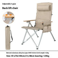 5-Position Angle Adjustable Aluminum Alloy Folding Camping Chair Portable Reclining Outdoor Lounge