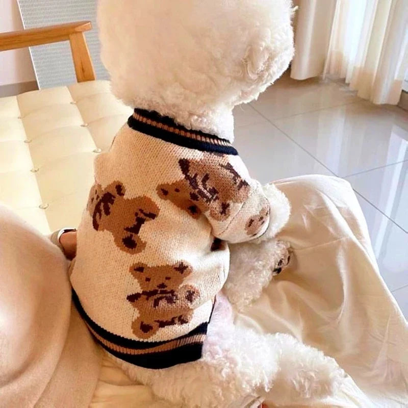 Striped Cotton Cardigan Sweater for Small Dogs & Cats – Warm Pet Coat for Chihuahua, Puppy, Kitten (XS-XL)