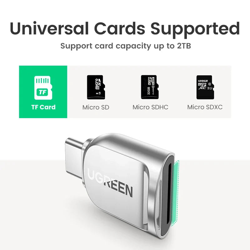 USB-C Micro SD Card Reader USB 3.0 OTG TF Adapter for Laptop, Phone and Tablet — macOS, Windows, Android Compatible