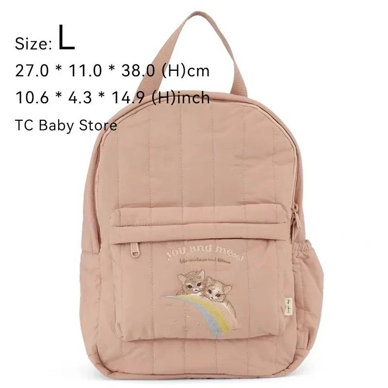 Cherry Parent-Child Kids Backpack — Kindergarten School Bag (Small & Large S/L) Lightweight Cotton Travel Bag for Boys, Girls & Moms