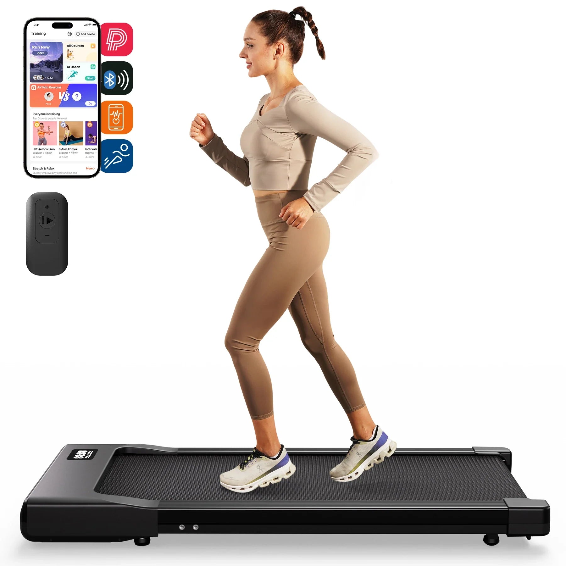 Under-Desk 2-in-1 Walking Pad Treadmill - Portable 2.5HP LED Remote Control for Home & Office