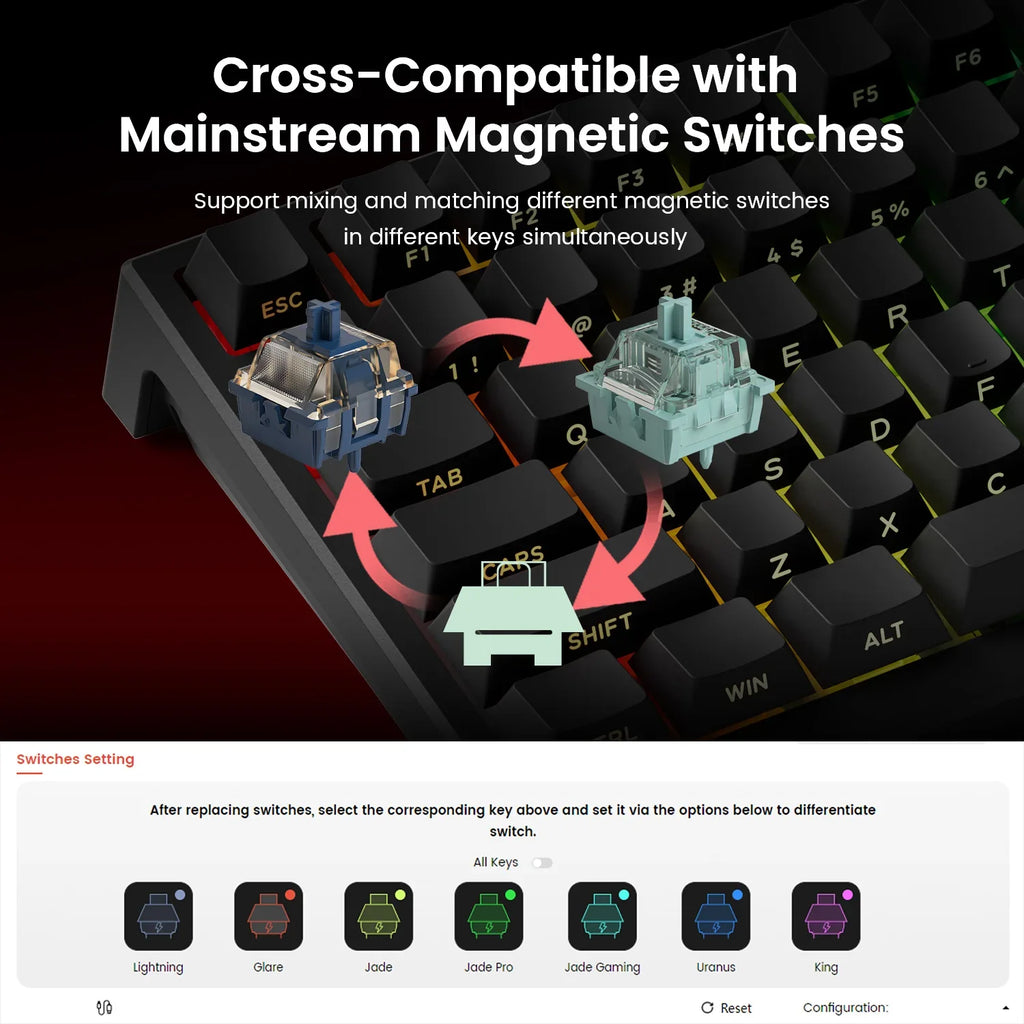 75% Magnetic-Switch Mechanical Gaming Keyboard, 83-Key Hot-Swap Wired - 8K Polling, 0.005mm Rapid Trigger, ARGB