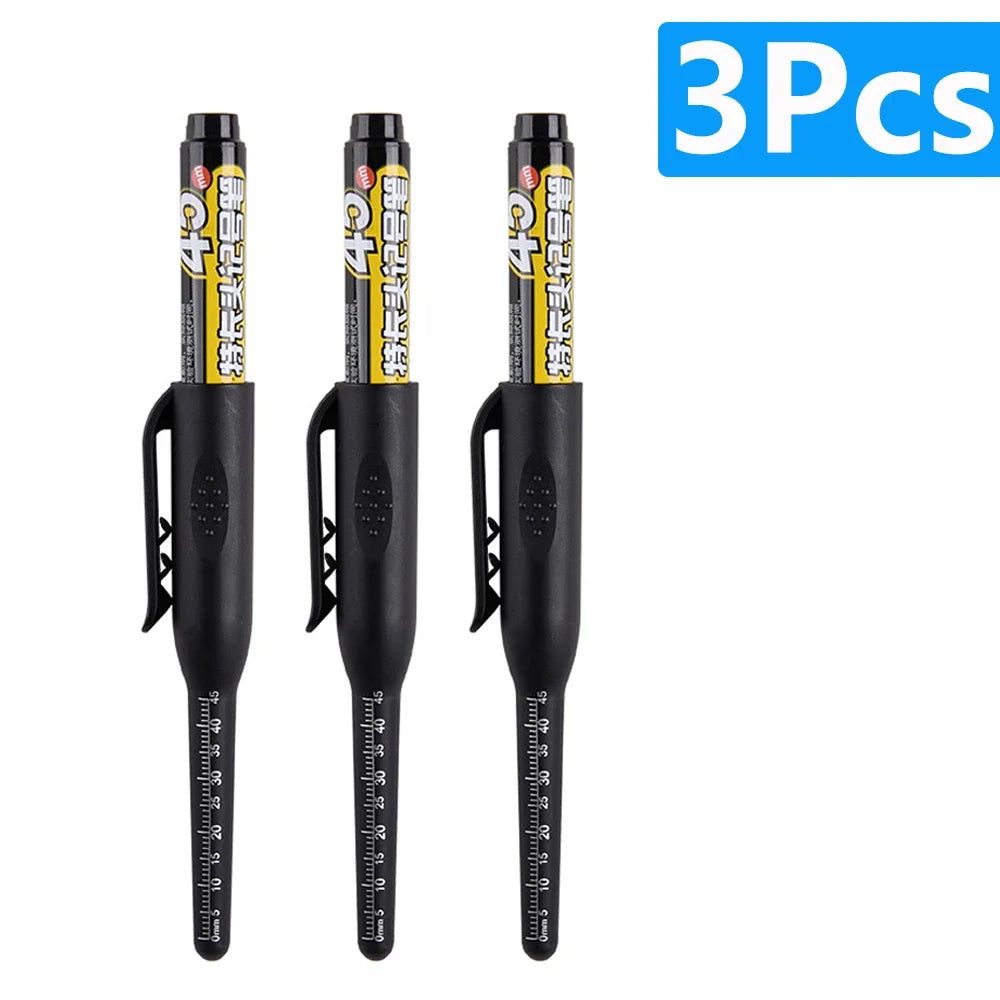 Waterproof Carpenter & Tile Marker Pen 45mm Long Nib — Deep-Hole Woodworking Marker, Black Blue Red (1–6 Pack)