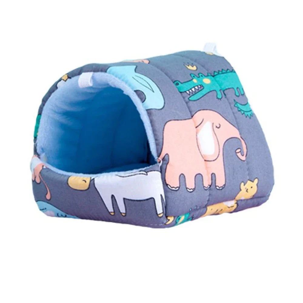 Cute Cartoon Plush Hanging Pet Nest — Warm Small Animal Sleeping Bed for Hamster, Guinea Pig, Rabbit (S/M/L/XL 3.15–7.87 in / 8–20 cm)