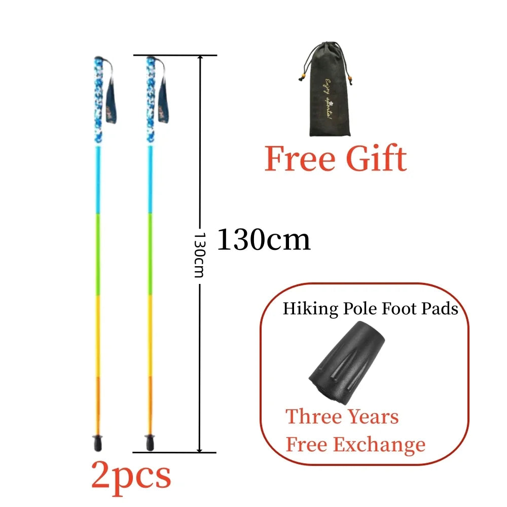 Ultralight Carbon Fiber Trekking Poles 5-Section Folding Anti-Shock Hiking and Walking Sticks 110/120/130 cm (43/47/51 in)