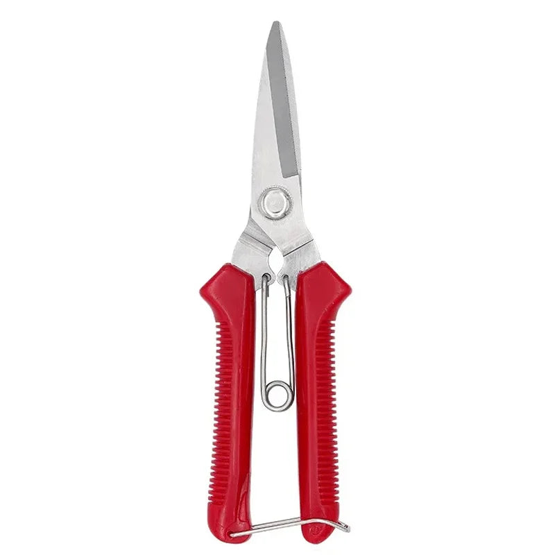 190mm (7.5 in) Straight Pruning Shears Stainless Steel Non-Slip Handle Garden Scissors for Bonsai & Fruit Trees