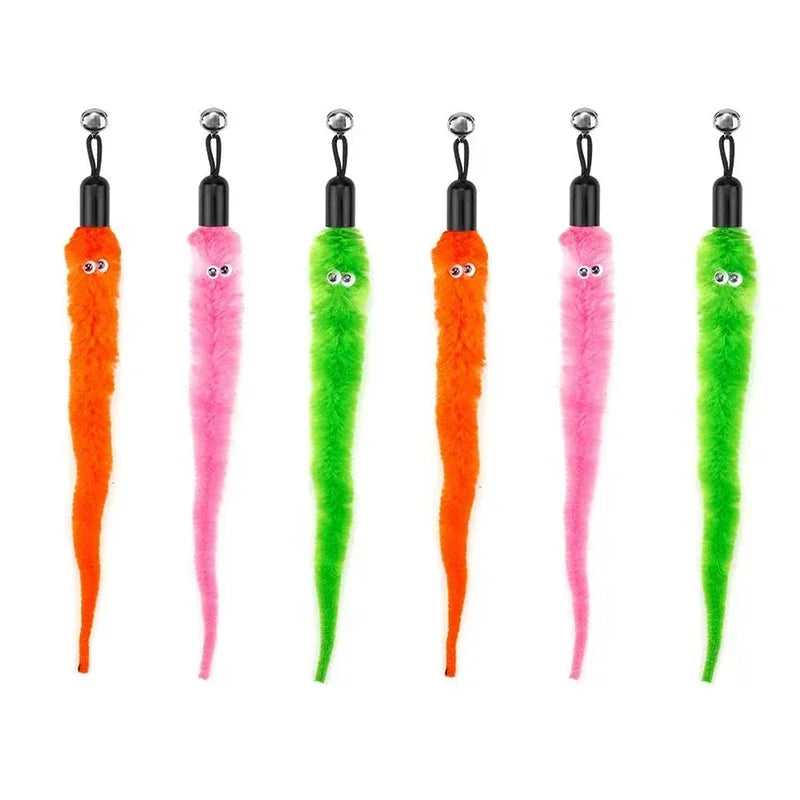 Interactive Cat Feather Toy Refill Kit – Feather Birds, Faux Worm & Foam Ball with Bell for Kittens