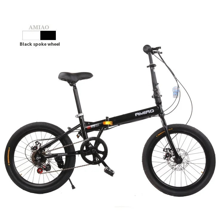 Adult 20-Inch (500mm) Foldable Bike – Portable Folding Bicycle with Front & Rear Disc Brakes, Multi-Speed Commuter Bike