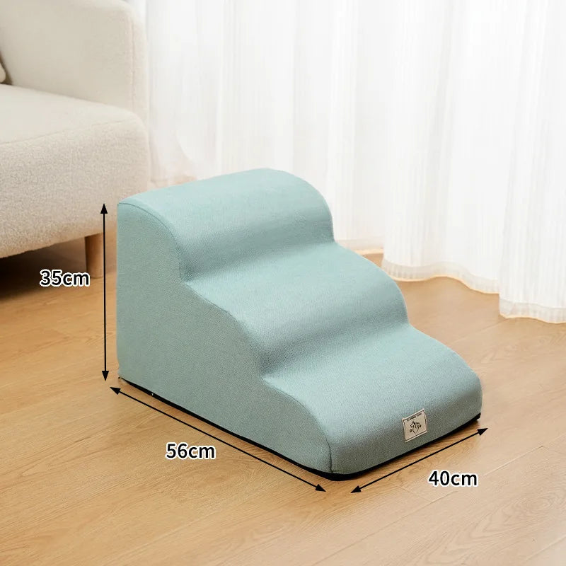 2- or 3-Step Pet Stairs for Dogs & Cats — Removable Washable Non-Slip Ramp for Sofa & Bed, PU Velvet Foam Pet Steps for Small & Senior Pets