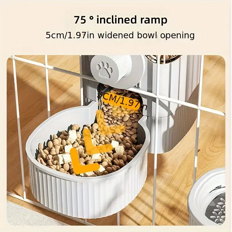 Automatic Hanging Gravity Pet Feeder & Water Dispenser with Container Bowl for Cage - Cat & Small Pets
