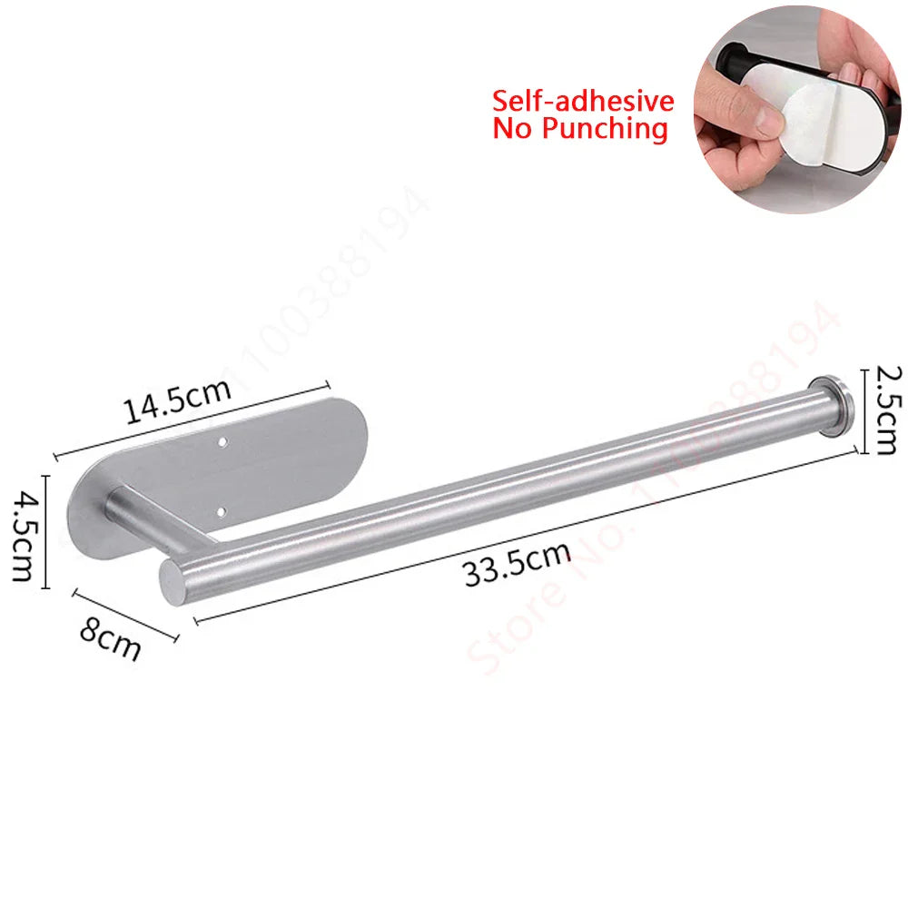 Self-Adhesive Stainless Steel Toilet Paper Holder — No-Drill Wall Mount Tissue & Towel Dispenser (Holds up to 30 cm / 11.8 in)