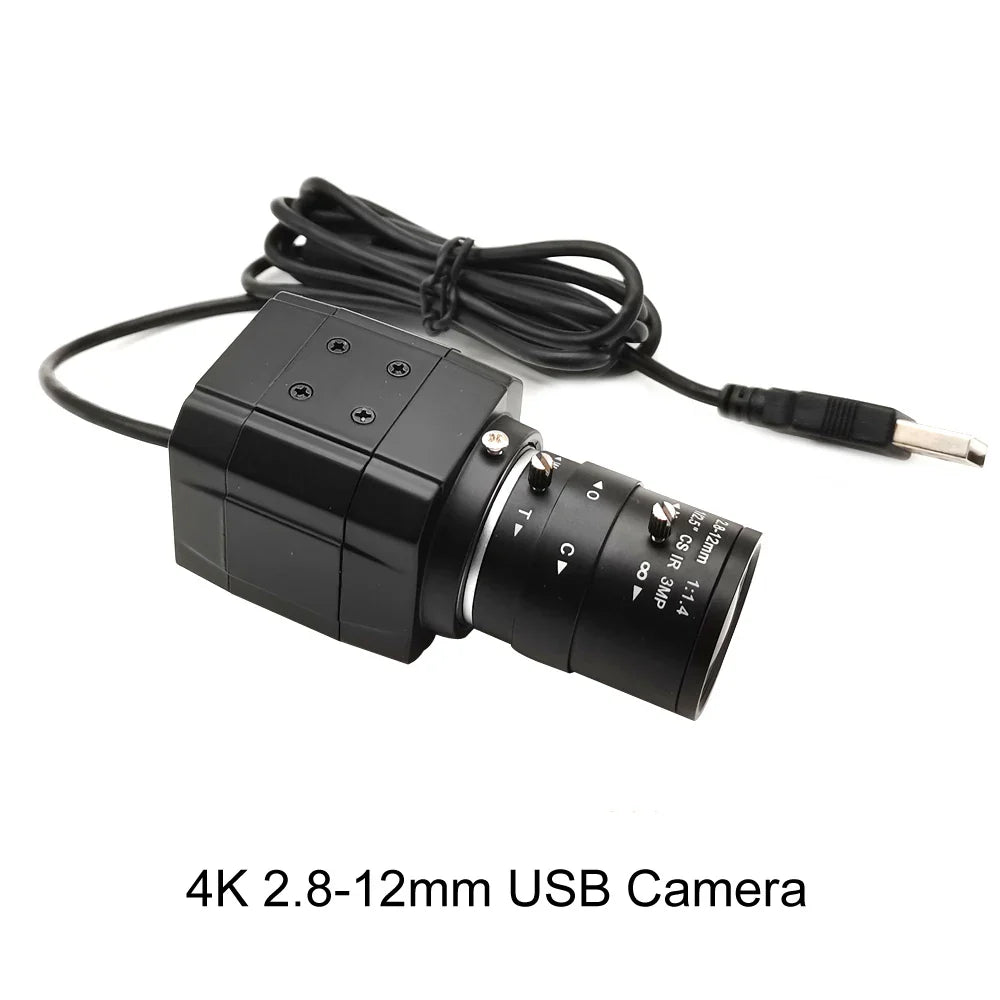 4K 8MP USB Camera – 5–50mm Varifocal Lens, 30fps UVC Plug-and-Play Webcam for PC Live Streaming & Teaching