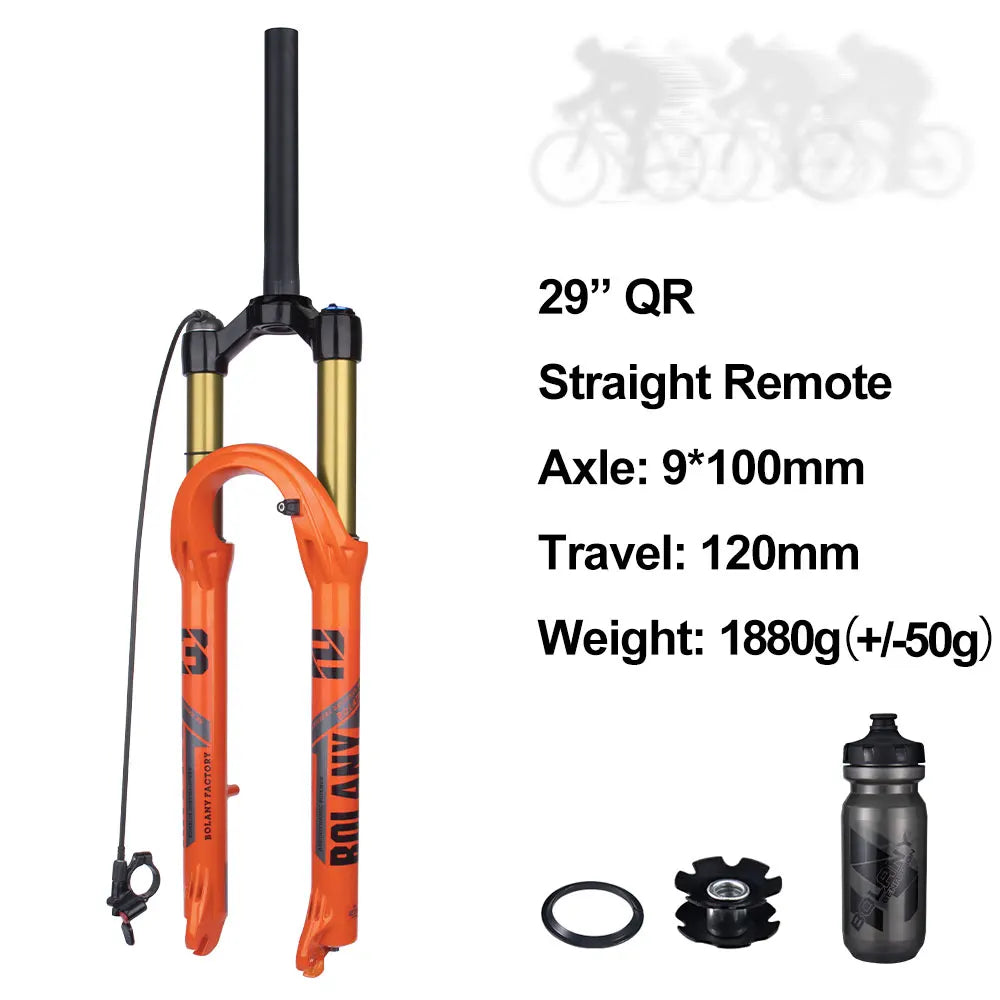 120mm (4.7in) Travel Mountain Bike Air Fork 27.5/29 in, 32mm (1.26in) Stanchion Magnesium Alloy Suspension - Orange