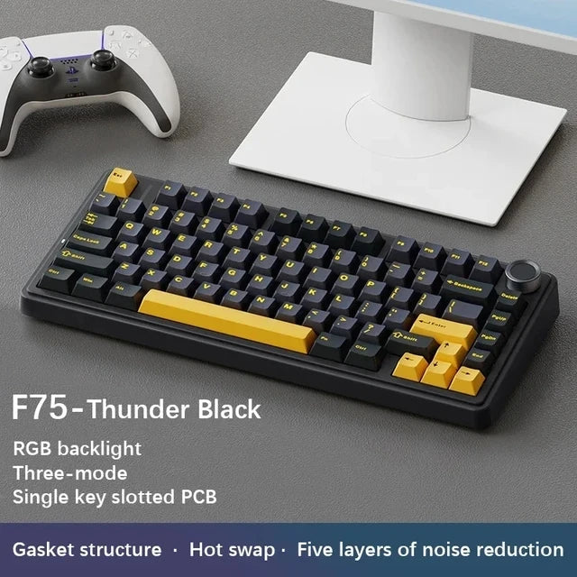 75% RGB Mechanical Gaming Keyboard — 78-Key Hot-Swappable Gasket Mount, 2.4G Wireless/Bluetooth/Wired, OEM Profile