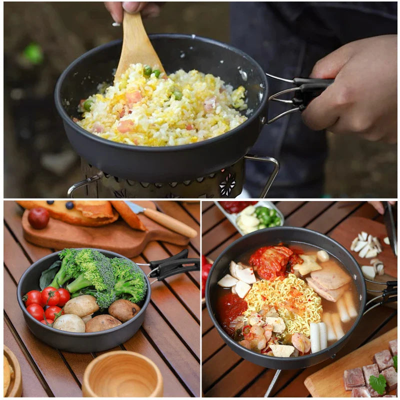Aluminum Camping Frying Pan with Foldable Handle – Portable Outdoor Hiking Cookware & Picnic Skillet