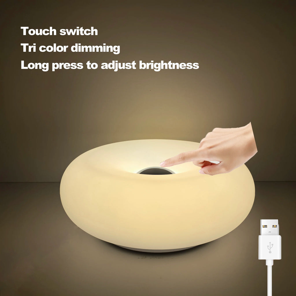 Bauhaus Donut Table Lamp USB LED Bedside Night Light for Bedroom Living Room Dining Room