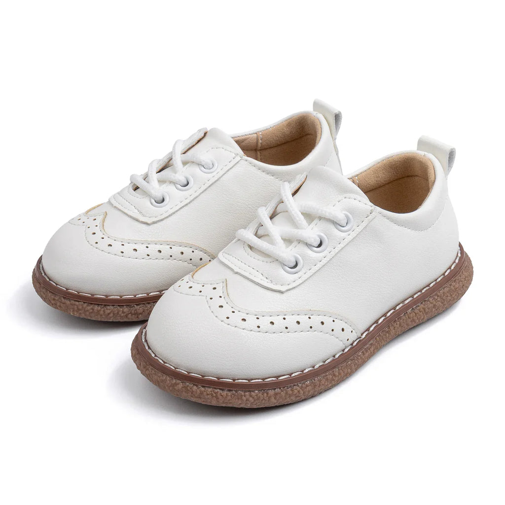 Kids Retro Leather Lace-Up Shoes – Breathable Anti-Slip Rubber Sole Flats (Ages 3–12)